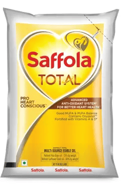 Saffola Total Refined Cooking oil | Blend of Rice Bran & Safflower oil | Helps Manage Cholesterol